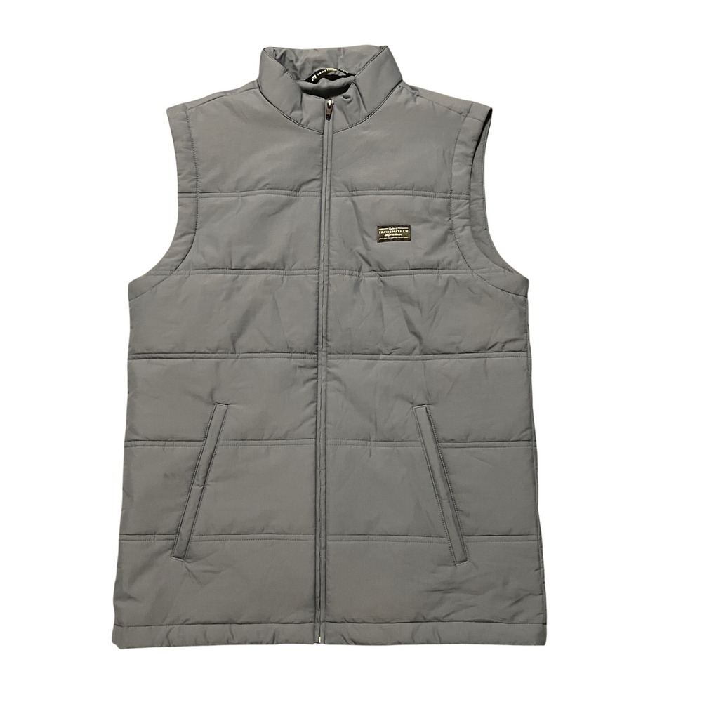 Travis Mathew Mens Palisades Puffer Vest Blue Gray Full Zip Golf‎ Quilted Size S